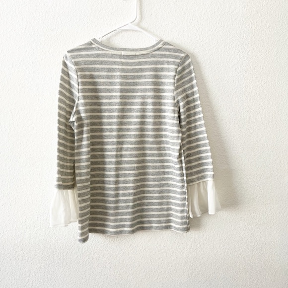 NEW Pleione Stripe Anthropologie Ruffle Sleeve blouse medium - Picture 2 of 4